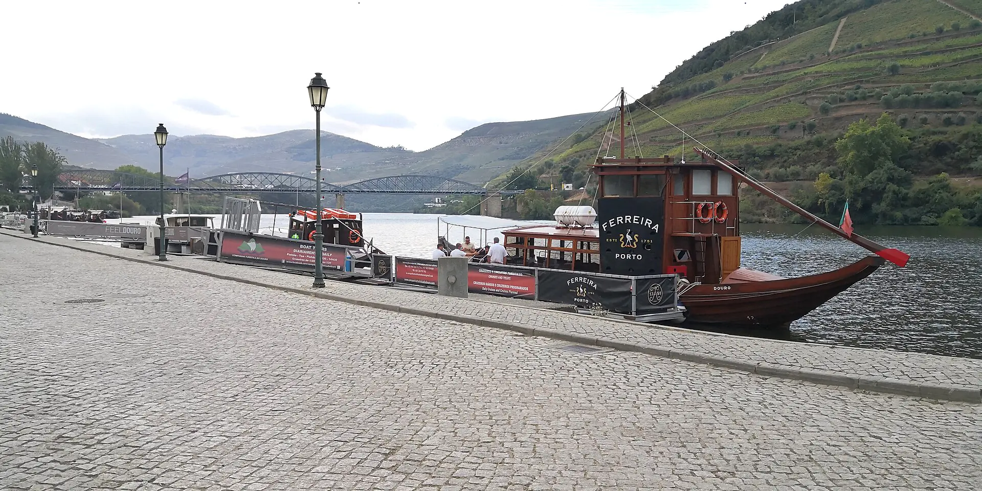 A rabelo boat at the Pinhão quay, Douro Valley