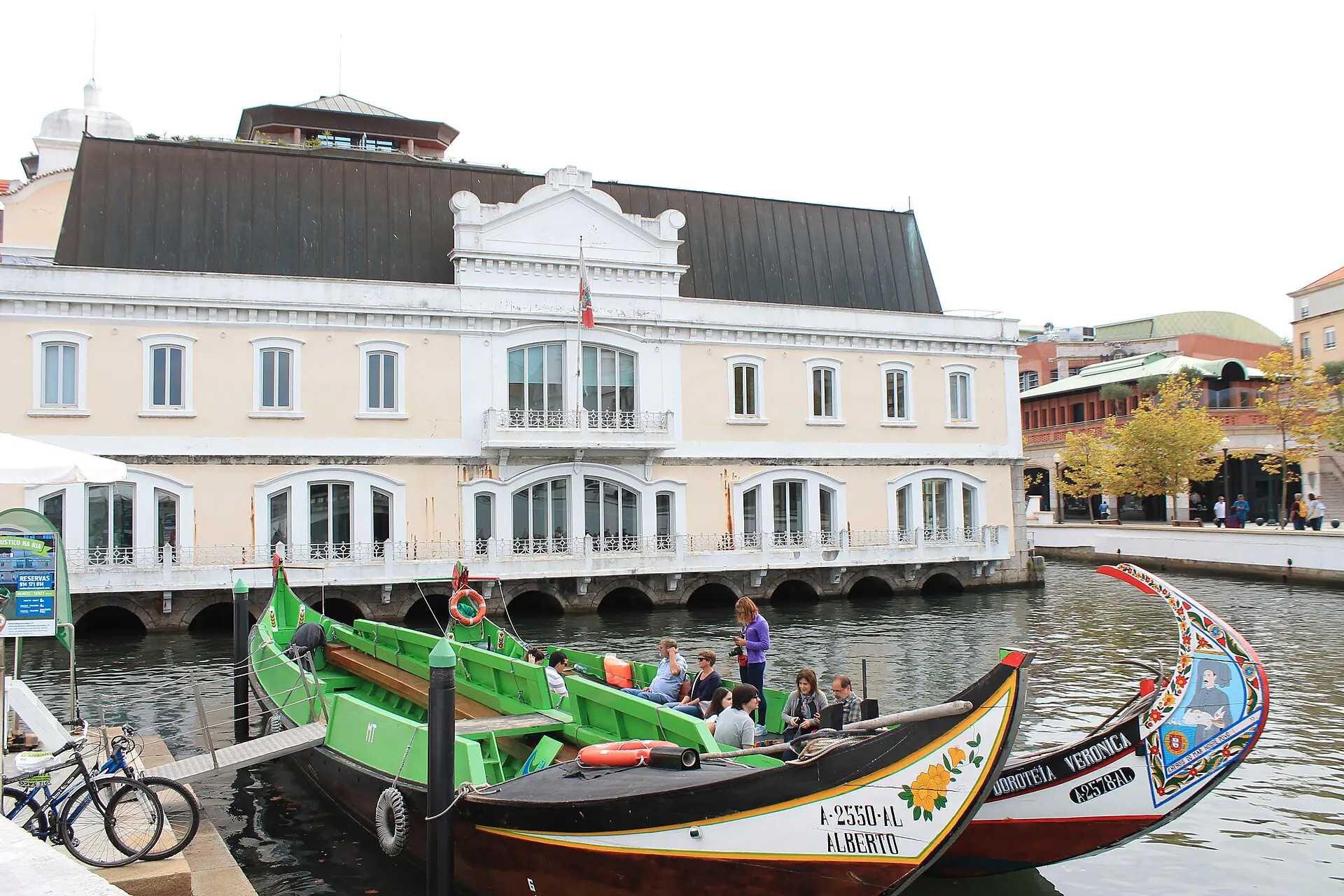 Moliceiro boats on the central canal, Aveiro