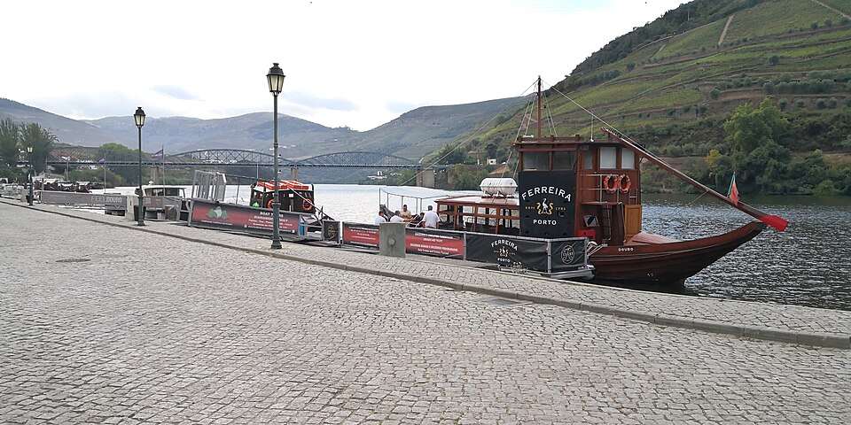 A rabelo boat at the Pinhão quay, Douro Valley